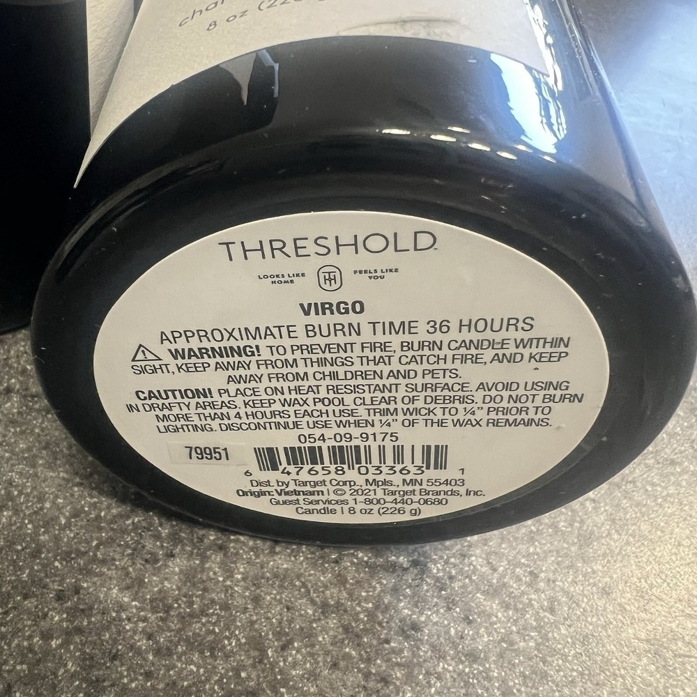 Threshold Virgo Zodiac Soy Wax Candle 8oz Charcoal Sage Lot of 4 - Picture 6 of 6